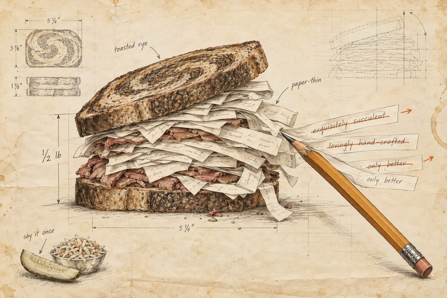 Writing the Menu: When a Sandwich Needs to Sell Itself - Part 2 — Notebook illustration.
