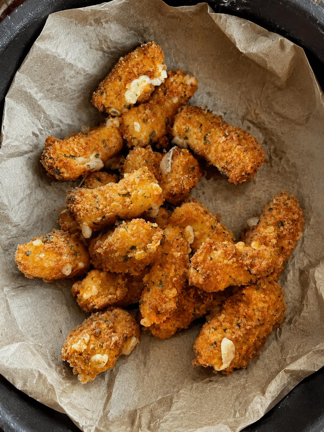Finished Wisconsin cheese curds from the G&C Test Kitchen