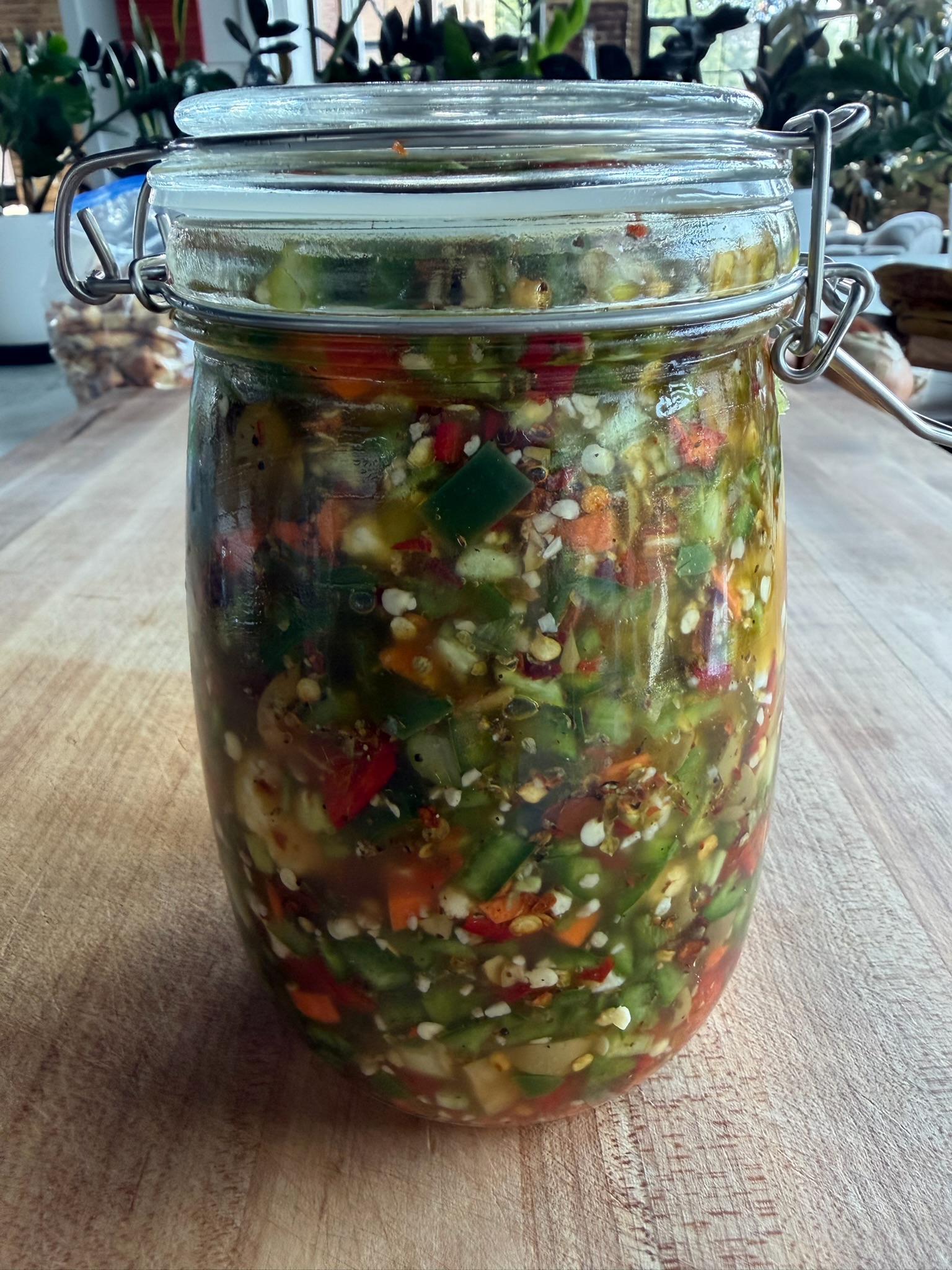 House-made giardiniera ready for the sandwich.